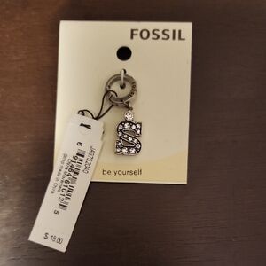 Fossil Black and Silver Initial Keychain